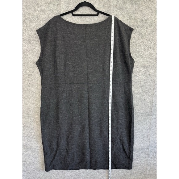 Eileen Fisher Dress 3X Gray Women Wool Cap Sleeve Sheath Career‎ - Picture 8 of 12